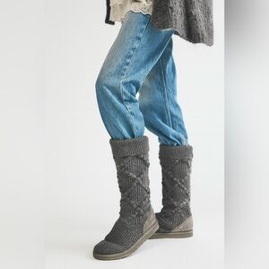 UGG Argyle Cable Knit Sock Boots Gray Charcoal Ankle Booties 6
